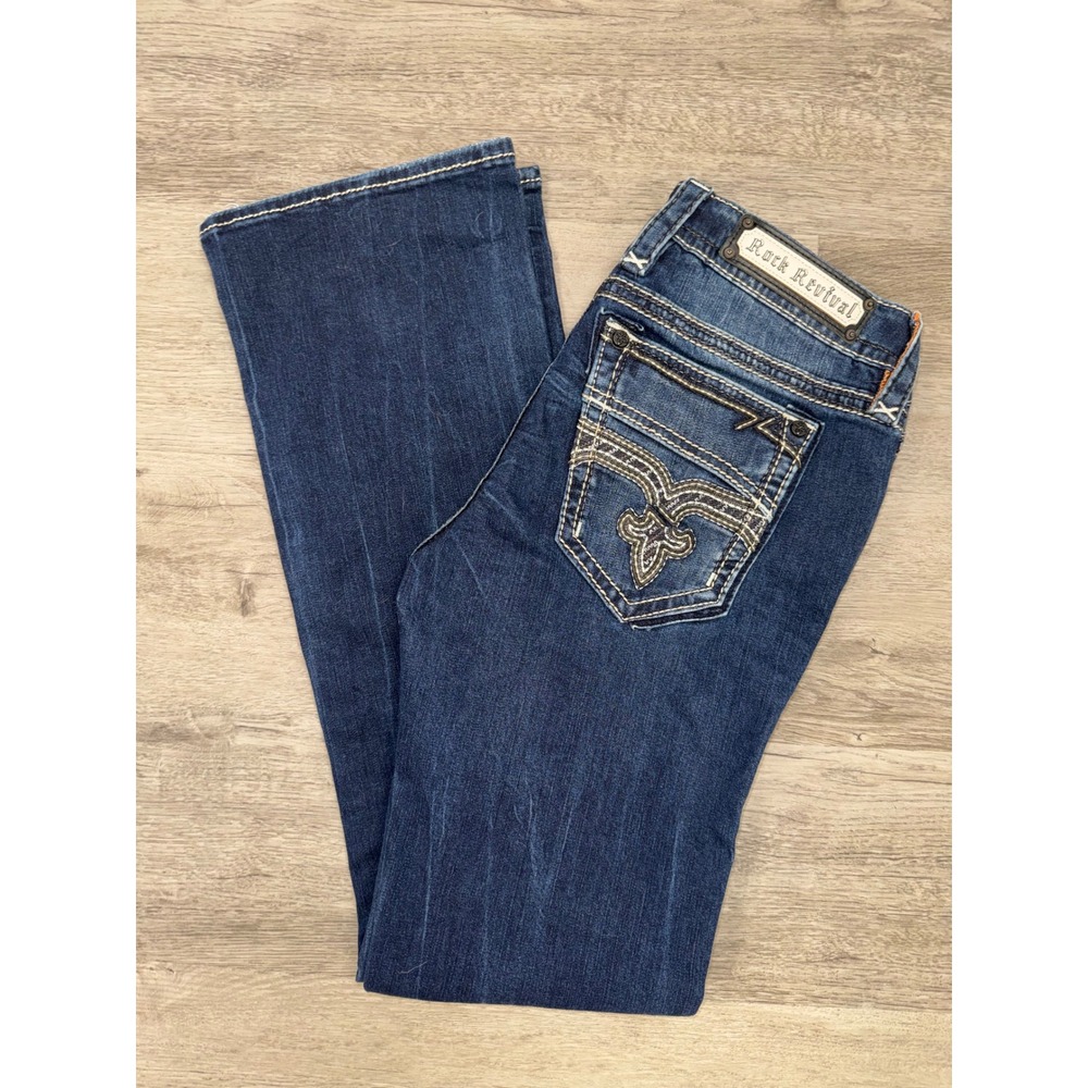 Rock Revival Women's Dark Wash Boot Cut Jeans, 31x33